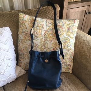 Tory Burch | Blue Pebbled Leather Bucket Purse